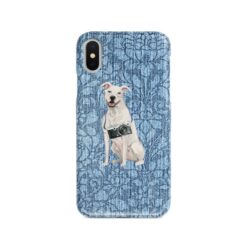 American Staffordshire terrier Denim phone case. 6 Denim styles for your Iphone 15 Pro Max, Iphone 14, 13, 12 to 6 & Samsung Galaxy S23 Ultra, S22, S21 to S6. 10 adventure dogs case denim american staffordshire terrier bleached damask denim front view
