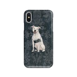 American Staffordshire terrier Denim phone case. 6 Denim styles for your Iphone 15 Pro Max, Iphone 14, 13, 12 to 6 & Samsung Galaxy S23 Ultra, S22, S21 to S6. 12 adventure dogs case denim american staffordshire terrier dark damask denim front view
