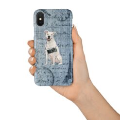 American Staffordshire terrier Denim phone case. 6 Denim styles for your Iphone 15 Pro Max, Iphone 14, 13, 12 to 6 & Samsung Galaxy S23 Ultra, S22, S21 to S6. 15 adventure dogs case denim american staffordshire terrier faded ephemera denim in hand