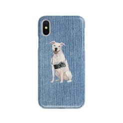 American Staffordshire terrier Denim phone case. 6 Denim styles for your Iphone 15 Pro Max, Iphone 14, 13, 12 to 6 & Samsung Galaxy S23 Ultra, S22, S21 to S6. 14 adventure dogs case denim american staffordshire terrier gently faded denim front view