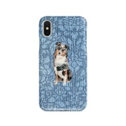 adventure dogs case denim australian shepherd bleached damask denim front view