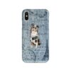 Australian Shepherd Denim phone case. 6 Denim styles for your Iphone 15 Pro Max, Iphone 14, 13, 12 to 6 & Samsung Galaxy S23 Ultra, S22, S21 to S6. 2 adventure dogs case denim australian shepherd faded ephemera denim front view