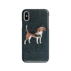 Beagle Denim phone case. 6 Denim styles for your Iphone 15 Pro Max, Iphone 14, 13, 12 to 6 & Samsung Galaxy S23 Ultra, S22, S21 to S6. 13 adventure dogs case denim beagle dark denim front view