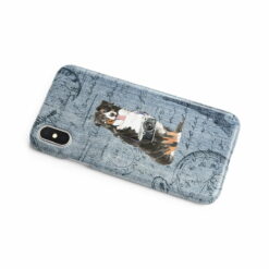 Bernese Mountain Dog Denim phone case. 6 Denim styles for your Iphone 15 Pro Max, Iphone 14, 13, 12 to 6 & Samsung Galaxy S23 Ultra, S22, S21 to S6. 16 adventure dogs case denim bernese mountain dog faded ephemera denim side