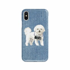 adventure dogs case denim bichon frise gently faded denim front view
