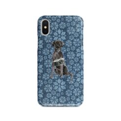 Black Lab Denim phone case. 6 Denim styles for your Iphone 15 Pro Max, Iphone 14, 13, 12 to 6 & Samsung Galaxy S23 Ultra, S22, S21 to S6. 12 adventure dogs case denim black lab daisy denim front view