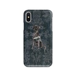 Black Lab Denim phone case. 6 Denim styles for your Iphone 15 Pro Max, Iphone 14, 13, 12 to 6 & Samsung Galaxy S23 Ultra, S22, S21 to S6. 13 adventure dogs case denim black lab dark damask denim front view