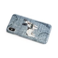 Black&white French bulldog Denim phone case. 6 Denim styles for your Iphone 15 Pro Max, Iphone 14, 13, 12 to 6 & Samsung Galaxy S23 Ultra, S22, S21 to S6. 17 adventure dogs case denim blackwhite french bulldog faded ephemera denim side