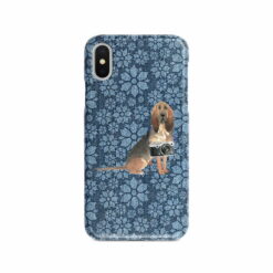 BloodHound Denim phone case. 6 Denim styles for your Iphone 15 Pro Max, Iphone 14, 13, 12 to 6 & Samsung Galaxy S23 Ultra, S22, S21 to S6. 11 adventure dogs case denim bloodhound daisy denim front view