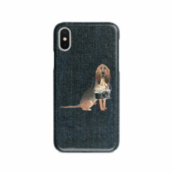 BloodHound Denim phone case. 6 Denim styles for your Iphone 15 Pro Max, Iphone 14, 13, 12 to 6 & Samsung Galaxy S23 Ultra, S22, S21 to S6. 13 adventure dogs case denim bloodhound dark denim front view