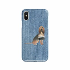 BloodHound Denim phone case. 6 Denim styles for your Iphone 15 Pro Max, Iphone 14, 13, 12 to 6 & Samsung Galaxy S23 Ultra, S22, S21 to S6. 14 adventure dogs case denim bloodhound gently faded denim front view