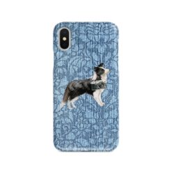 adventure dogs case denim border collie bleached damask denim front view