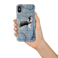 adventure dogs case denim border collie faded ephemera denim in hand