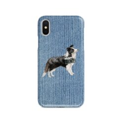 adventure dogs case denim border collie gently faded denim front view