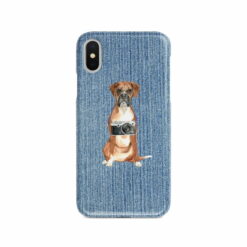 Boxer Denim phone case. 6 Denim styles for your Iphone 15 Pro Max, Iphone 14, 13, 12 to 6 & Samsung Galaxy S23 Ultra, S22, S21 to S6. 14 adventure dogs case denim boxer gently faded denim front view