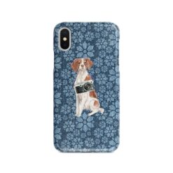 Brittany Denim phone case. 6 Denim styles for your Iphone 15 Pro Max, Iphone 14, 13, 12 to 6 & Samsung Galaxy S23 Ultra, S22, S21 to S6. 11 adventure dogs case denim brittany daisy denim front view