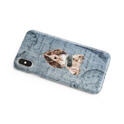 Brown Cocker Spaniel Denim phone case. 6 Denim styles for your Iphone 15 Pro Max, Iphone 14, 13, 12 to 6 & Samsung Galaxy S23 Ultra, S22, S21 to S6. 17 adventure dogs case denim brown cocker spaniel faded ephemera denim side