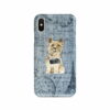 Cairn Terrier Denim phone case. 6 Denim styles for your Iphone 15 Pro Max, Iphone 14, 13, 12 to 6 & Samsung Galaxy S23 Ultra, S22, S21 to S6. 2 adventure dogs case denim cairn terrier faded ephemera denim front view