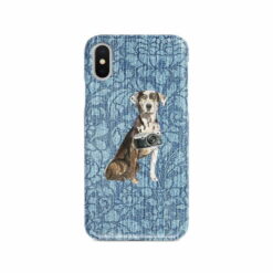 Catahoula Leopard Dog Denim phone case. 6 Denim styles for your Iphone 15 Pro Max, Iphone 14, 13, 12 to 6 & Samsung Galaxy S23 Ultra, S22, S21 to S6. 10 adventure dogs case denim catahoula leopard dog bleached damask denim front view