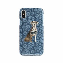 Catahoula Leopard Dog Denim phone case. 6 Denim styles for your Iphone 15 Pro Max, Iphone 14, 13, 12 to 6 & Samsung Galaxy S23 Ultra, S22, S21 to S6. 11 adventure dogs case denim catahoula leopard dog daisy denim front view