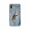 Catahoula Leopard Dog Denim phone case. 6 Denim styles for your Iphone 15 Pro Max, Iphone 14, 13, 12 to 6 & Samsung Galaxy S23 Ultra, S22, S21 to S6. 2 adventure dogs case denim catahoula leopard dog faded ephemera denim front view