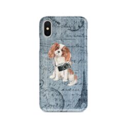 Cavalier King Charles Spaniel Denim phone case. 6 Denim styles for your Iphone 15 Pro Max, Iphone 14, 13, 12 to 6 & Samsung Galaxy S23 Ultra, S22, S21 to S6.