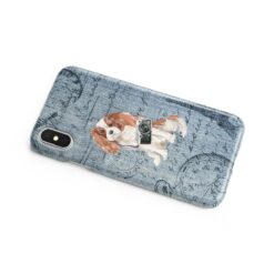 Cavalier King Charles Spaniel Denim phone case. 6 Denim styles for your Iphone 15 Pro Max, Iphone 14, 13, 12 to 6 & Samsung Galaxy S23 Ultra, S22, S21 to S6. 16 adventure dogs case denim cavalier king charles spaniel faded ephemera denim side