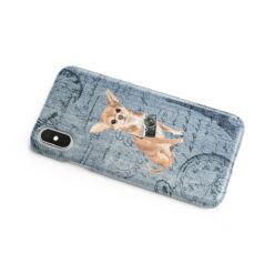 Chihuahua Denim phone case. 6 Denim styles for your Iphone 15 Pro Max, Iphone 14, 13, 12 to 6 & Samsung Galaxy S23 Ultra, S22, S21 to S6. 17 adventure dogs case denim chihuahua faded ephemera denim side