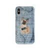 French Bulldog Denim phone case. 6 Denim styles for your Iphone 15 Pro Max, Iphone 14, 13, 12 to 6 & Samsung Galaxy S23 Ultra, S22, S21 to S6. 2 adventure dogs case denim french bulldog faded ephemera denim front view
