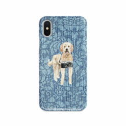 adventure dogs case denim golden doodle bleached damask denim front view