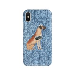 Great Dane Denim phone case. 6 Denim styles for your Iphone 15 Pro Max, Iphone 14, 13, 12 to 6 & Samsung Galaxy S23 Ultra, S22, S21 to S6. 10 adventure dogs case denim great dane bleached damask denim front view
