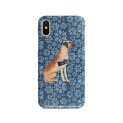 Great Dane Denim phone case. 6 Denim styles for your Iphone 15 Pro Max, Iphone 14, 13, 12 to 6 & Samsung Galaxy S23 Ultra, S22, S21 to S6. 11 adventure dogs case denim great dane daisy denim front view