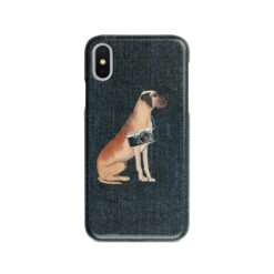 Great Dane Denim phone case. 6 Denim styles for your Iphone 15 Pro Max, Iphone 14, 13, 12 to 6 & Samsung Galaxy S23 Ultra, S22, S21 to S6. 13 adventure dogs case denim great dane dark denim front view