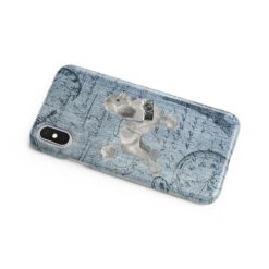 Grey Poodle Denim phone case. 6 Denim styles for your Iphone 15 Pro Max, Iphone 14, 13, 12 to 6 & Samsung Galaxy S23 Ultra, S22, S21 to S6. 17 adventure dogs case denim grey poodle faded ephemera denim side