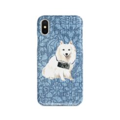 adventure dogs case denim japanese spitz bleached damask denim front view