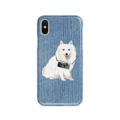 adventure dogs case denim japanese spitz gently faded denim front view