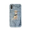 Labrador retriever Denim phone case. 6 Denim styles for your Iphone 15 Pro Max, Iphone 14, 13, 12 to 6 & Samsung Galaxy S23 Ultra, S22, S21 to S6. 2 adventure dogs case denim labrador retriever faded ephemera denim front view