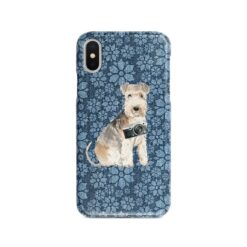 Lakeland Terrier Denim phone case. 6 Denim styles for your Iphone 15 Pro Max, Iphone 14, 13, 12 to 6 & Samsung Galaxy S23 Ultra, S22, S21 to S6. 11 adventure dogs case denim lakeland terrier daisy denim front view