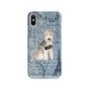 Lakeland Terrier Denim phone case. 6 Denim styles for your Iphone 15 Pro Max, Iphone 14, 13, 12 to 6 & Samsung Galaxy S23 Ultra, S22, S21 to S6. 2 adventure dogs case denim lakeland terrier faded ephemera denim front view