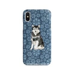 Malamute Denim phone case. 6 Denim styles for your Iphone 15 Pro Max, Iphone 14, 13, 12 to 6 & Samsung Galaxy S23 Ultra, S22, S21 to S6. 11 adventure dogs case denim malamute daisy denim front view