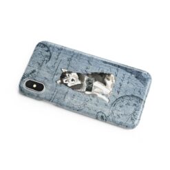 Malamute Denim phone case. 6 Denim styles for your Iphone 15 Pro Max, Iphone 14, 13, 12 to 6 & Samsung Galaxy S23 Ultra, S22, S21 to S6. 16 adventure dogs case denim malamute faded ephemera denim side