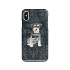 adventure dogs case denim miniature schnauzer dark damask denim front view