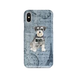 Miniature Schnauzer Denim phone case. 6 Denim styles for your Iphone 15 Pro Max, Iphone 14, 13, 12 to 6 & Samsung Galaxy S23 Ultra, S22, S21 to S6.
