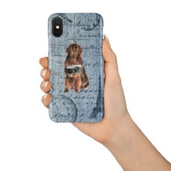 Newfoundland Denim phone case. 6 Denim styles for your Iphone 15 Pro Max, Iphone 14, 13, 12 to 6 & Samsung Galaxy S23 Ultra, S22, S21 to S6. 15 adventure dogs case denim newfoundland faded ephemera denim in hand