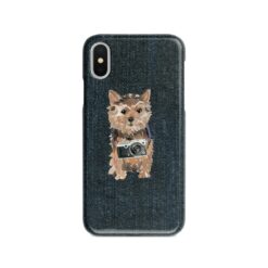 adventure dogs case denim norfolk terrier dark denim front view