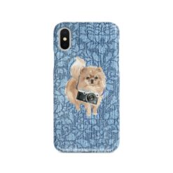 adventure dogs case denim pomeranian bleached damask denim front view