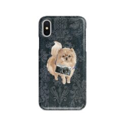 adventure dogs case denim pomeranian dark damask denim front view
