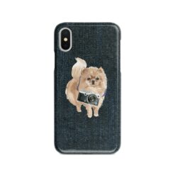 adventure dogs case denim pomeranian dark denim front view
