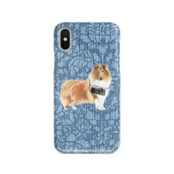 adventure dogs case denim rough collie bleached damask denim front view