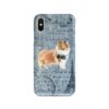 Rough Collie Denim phone case. 6 Denim styles for your Iphone 15 Pro Max, Iphone 14, 13, 12 to 6 & Samsung Galaxy S23 Ultra, S22, S21 to S6. 2 adventure dogs case denim rough collie faded ephemera denim front view